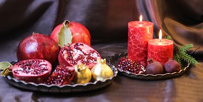 Red pomegranates represent the glow of life at the Iranian "Yalda" celebration, which takes place on 21 December