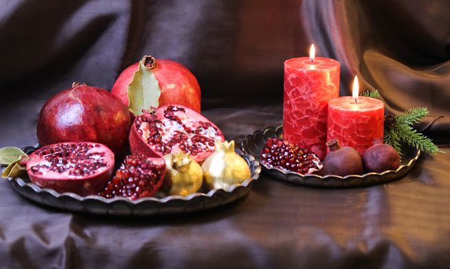 Red pomegranates represent the glow of life at the Iranian "Yalda" celebration, which takes place on 21 December