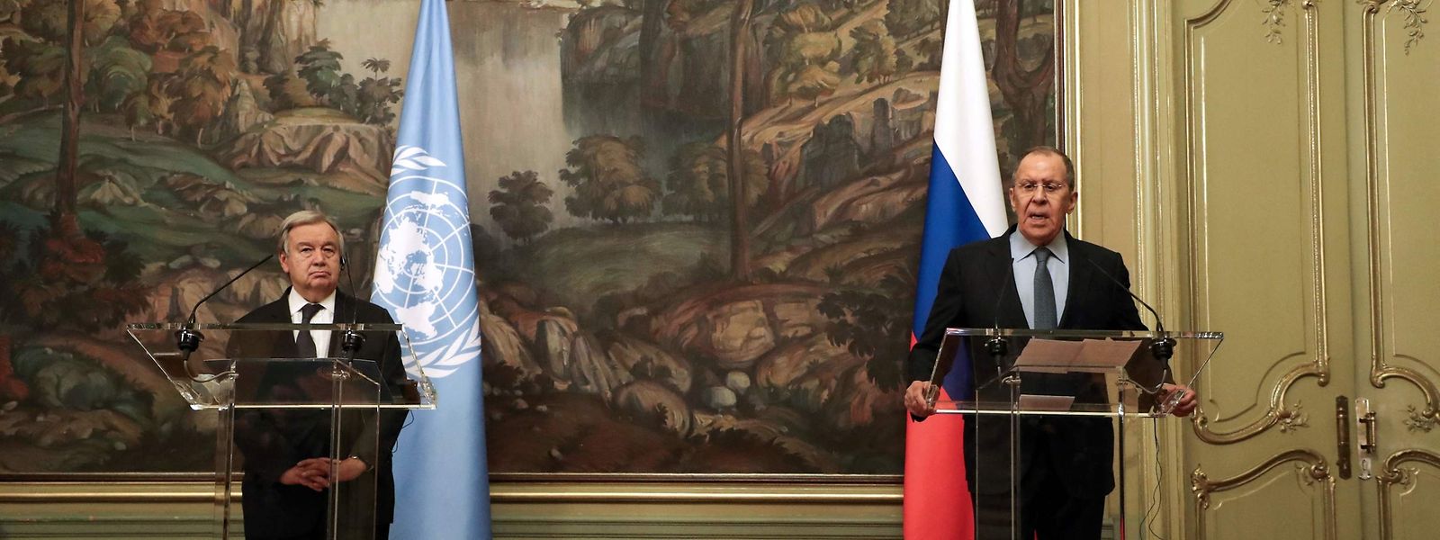 António Guterres e Sergei Lavrov 
