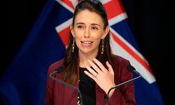 New Zealand's Prime Minister Jacinda Ardern briefs the media about the COVIS-19 coronavirus at the Parliament House in Wellington on April 27, 2020. - Ardern claimed New Zealand had scored a significant victory against the spread of the coronavirus, as the country began a phased exit from lockdown. (Photo by Mark Mitchell / POOL / AFP)