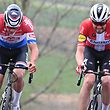 Dutch Mathieu Van der Poel of Alpecin-Fenix and Danish Kasper Asgreen of Deceuninck-Quick-Step compete in the 105th edition of the "Ronde van Vlaanderen, Tour of Flanders" one day cycling race, from Antwerp to Oudenaarde, on April 4, 2021. (Photo by DAVID STOCKMAN / various sources / AFP) / Belgium OUT