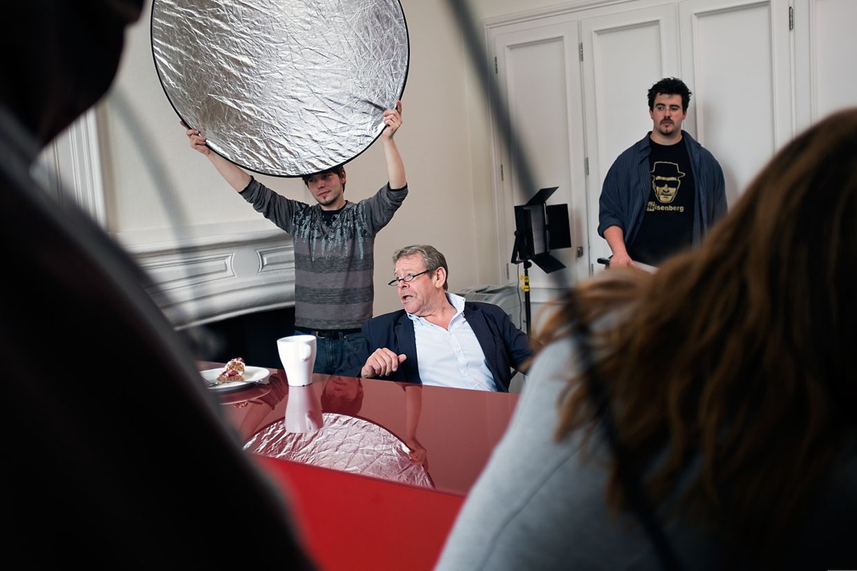 Am Set vom  Kurzfilm "Roude Léiw".