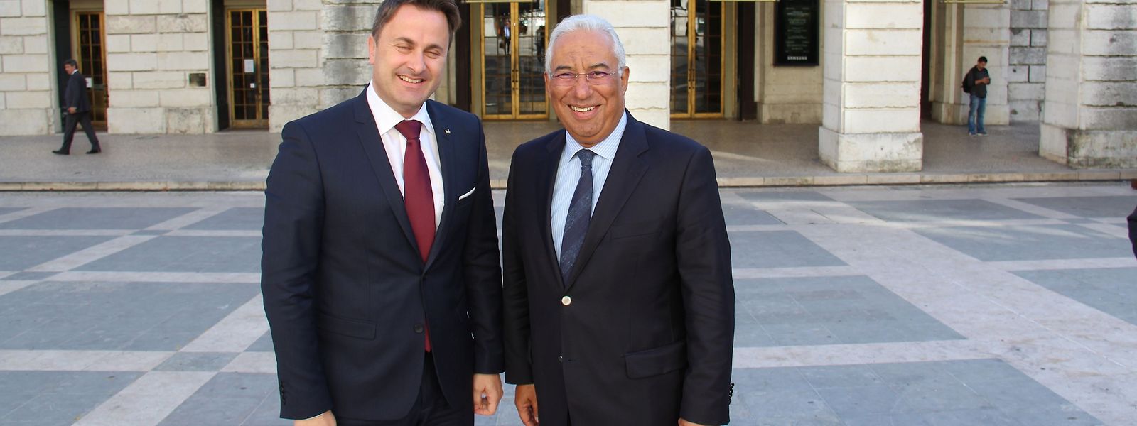 Xavier Bettel com António Costa, hoje em Lisboa. 