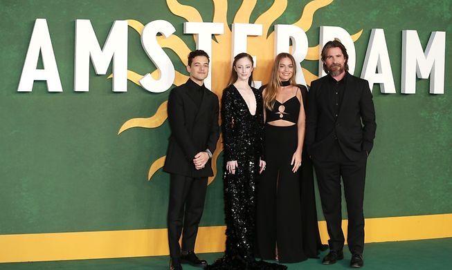 Some of the film's cast - Rami Malek, Andrea Riseborough, Margot Robbie and Christian Bale - attending its European premiere in London in September