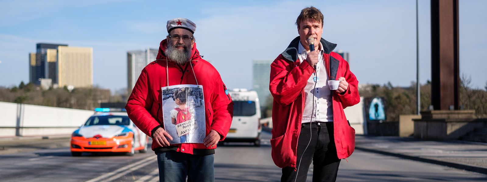 Seit November 2020 organisieren Jean-Marie Jacoby (links) und Peter Freitag wöchentlich Demonstrationen gegen die Corona-Auflagen.