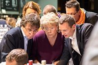 8.10. Gemeindewahlen 2017 / Wahlen / Feier Politische Parteien / CSV Stad um Serge Wilmes / Pierre Lorang , Viviane Reding  Foto:Guy Jallay