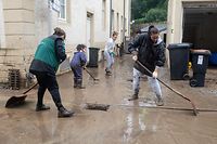 Hochwasser nach Starkregen , Larochette , Fiels , Aufräumarbeiten Foto:Guy Jallay/Luxemburger Wort