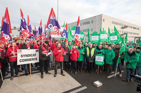 IPO , Wandhaff , Centrale Cactus , Manif Gewerkschaften OGBL und LCGB , Kollektivvertragsverhandlungen , Foto: Guy Jallay/Luxemburger Wort