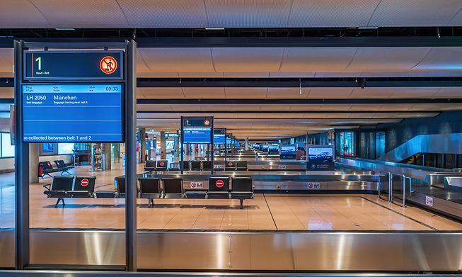 An empty Hamburg airport during travel restrictions last year