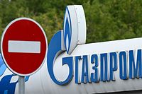 This photograph taken on September 1, 2022 shows a logo of Russia's energy giant Gazprom at a petrol station in Moscow. - Russian energy giant Gazprom had said that it would stop deliveries for three days for maintenance work, further raising tensions on an already taut electricity market. (Photo by Kirill KUDRYAVTSEV / AFP)