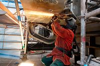 21.03.13 Installation nouveaux matériel ,Arcelor Mittal,Esch-Belval,Arbeiter, Handwerker,Schweisser:Foto:Gerry Huberty