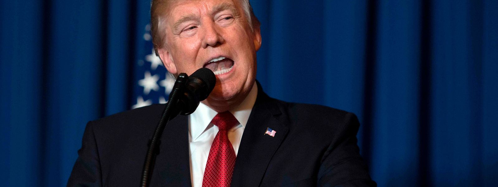 Donald Trump während seiner Rede zum Militärschlag in Syrien.