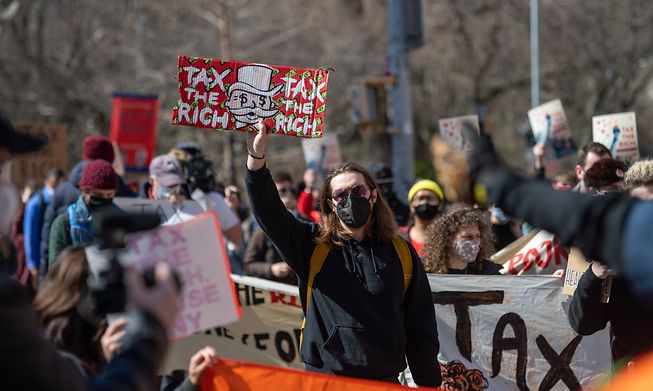 Protestors call to tax the rich in March in New York City