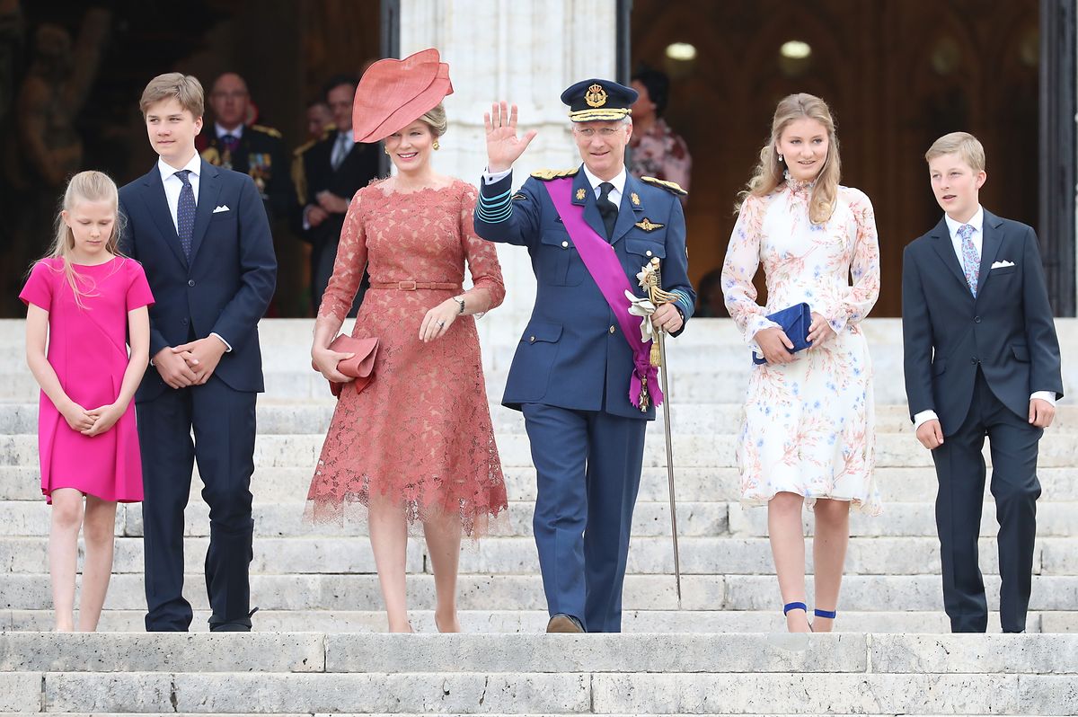 Eine offenbar glückliche Familie: Prinzessin Eleonore, Prinz Gabriel, Königin Mathilde, König Philippe, Kronprinzessin Elisabeth und Prinz Emmanuel (v.l.n.r.).