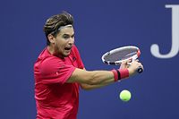 NEW YORK, NEW YORK - SEPTEMBER 11: Dominic Thiem of Austria returns the ball in the second set during his Men's Singles semifinal match against Daniil Medvedev of Russia on Day Twelve of the 2020 US Open at the USTA Billie Jean King National Tennis Center on September 11, 2020 in the Queens borough of New York City.   Matthew Stockman/Getty Images/AFP
== FOR NEWSPAPERS, INTERNET, TELCOS & TELEVISION USE ONLY ==