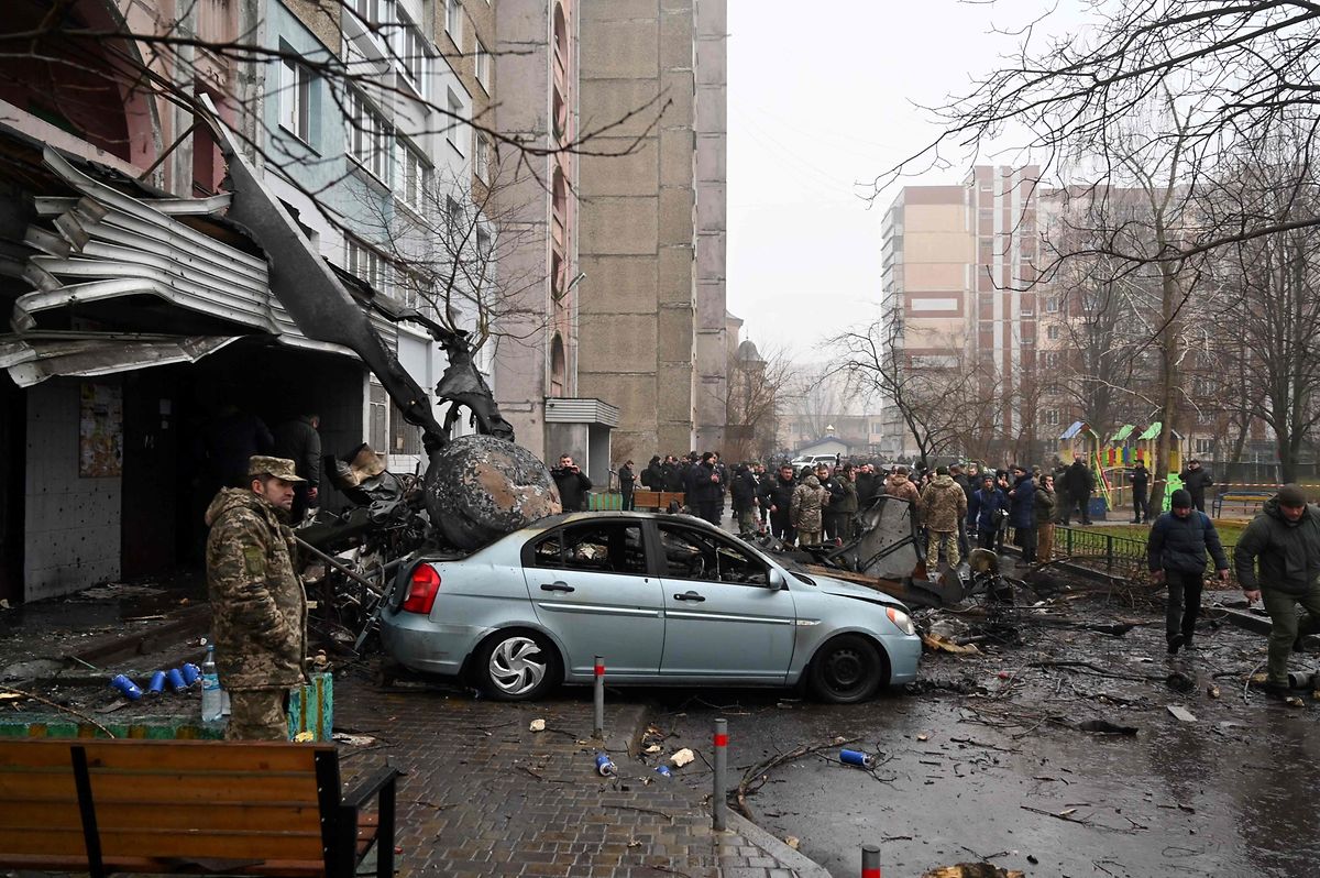 The helicopter crashed near a kindergarten outside the capital Kyiv, killing Sixteen people, including two children