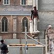 A grab photograph of an handout video taken and released by the Belgian television channel ATV-ANTWERP TELEVISION on June 9, 2020 in Antwerp, shows city workers taking down the statue of late Belgian king Leopold II, a few days after it was daubed with paint by anti-racism protesters due the monarch brutal colonial ruling. - Statues of Leopold have long been a target of activists because of his record in Belgium's African colonies, where he ran and exploited the then "Congo Free State" as a personal domain. The movement has gained momentum in recent days after the latest US police killing of an unarmed black suspect triggered a global wave of protest. (Photo by - / ATV-ANTWERP TELEVISION / AFP) / RESTRICTED TO EDITORIAL USE - MANDATORY CREDIT "AFP PHOTO / HO / ATV-ANTWERP TELEVISION" - NO MARKETING NO ADVERTISING CAMPAIGNS - DISTRIBUTED AS A SERVICE TO CLIENTS --- NO ARCHIVE ---