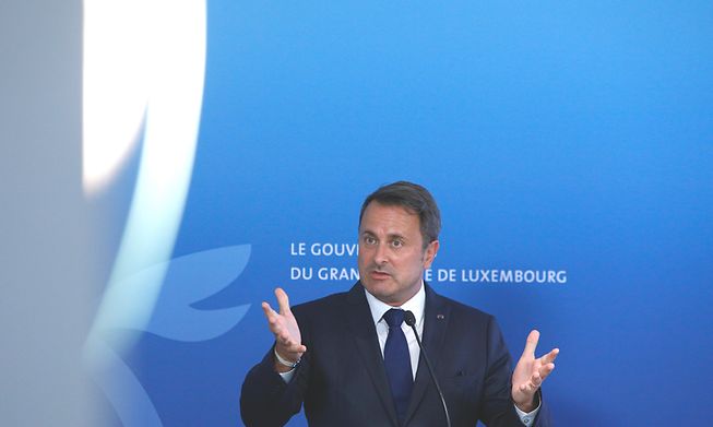 Prime Minister Xavier Bettel speaks at a press conference on Wednesday