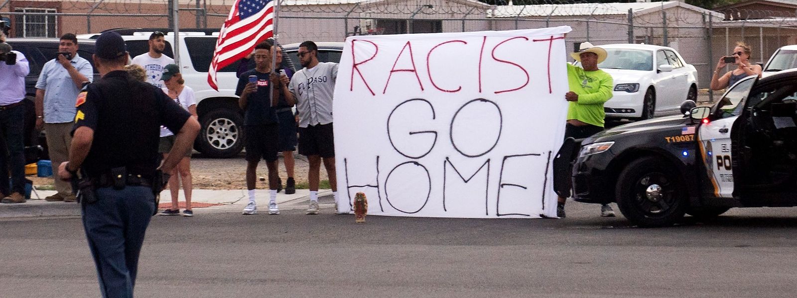 Proteste in El Paso, Texas, gegen den Besuch von US-Präsident Donald Trump am 7. August 2019.