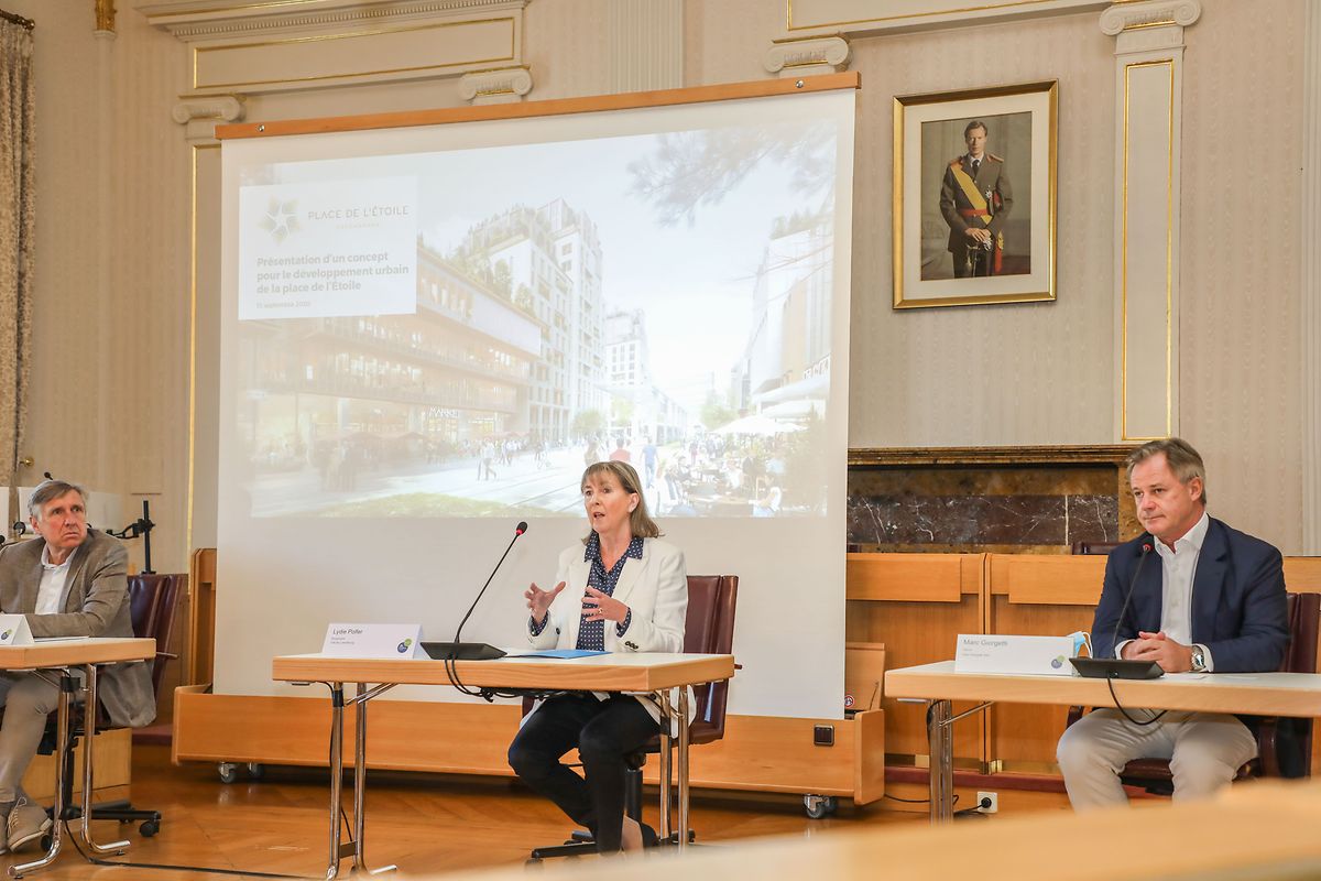 Minister François Bausch, Bürgermeisterin Lydie Polfer und Unternehmer Marc Giorgetti (v.l.n.r.) während der Präsentation.