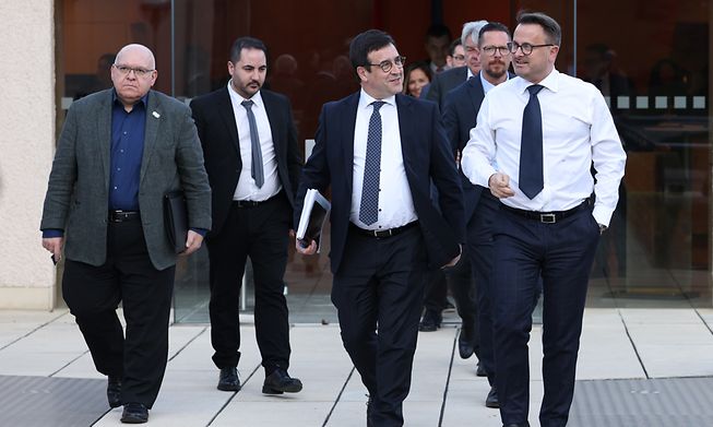 Prime Minister Xavier Bettel (far right) at the meeting on Wednesday