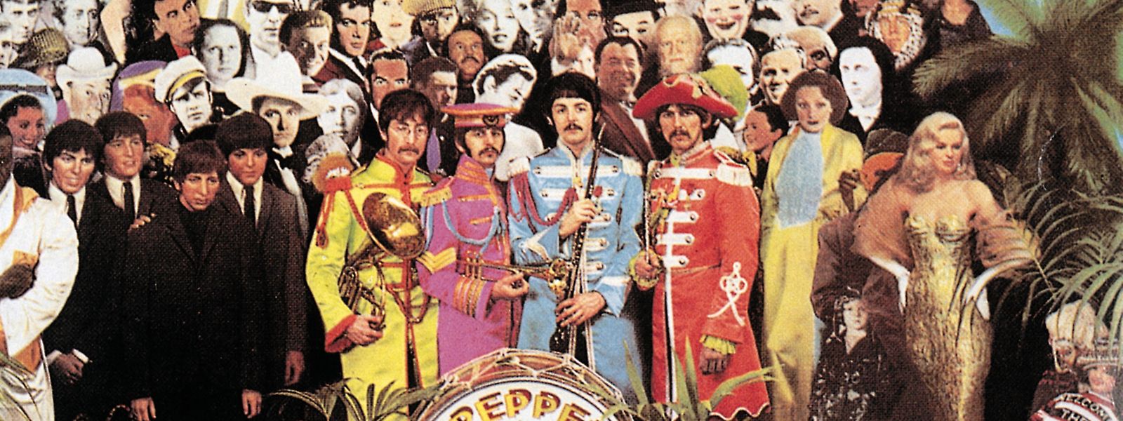 Die Beatles und ihre "Gäste" auf dem Plattencover von "Sgt. Peppers Lonely Hearts Club Band". 