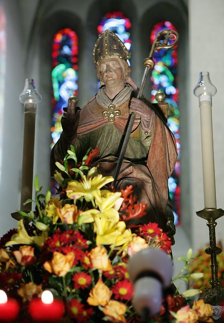 A wooden statue of St Willibrord Photo: Guy Wolff