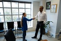 Former US President Barack Obama (R) meets with Swedish Environmental activist Greta Thunberg at the Obama Foundation headquarter in Washington DC on September 16, 2019. - Thunberg will attend the  Youth Climate Summit at the UN in New York on September 21, followed by the UN Climate Action Summit on September 23 convened by the Secretary-General Antonio Guterres to find ways for countries to reduce their greenhouse gas emissions in line with the Paris Agreement. (Photo by - / various sources / AFP) / RESTRICTED TO EDITORIAL USE - MANDATORY CREDIT "AFP PHOTO / THE OBAMA FOUNDATION" - NO MARKETING - NO ADVERTISING CAMPAIGNS - DISTRIBUTED AS A SERVICE TO CLIENTS