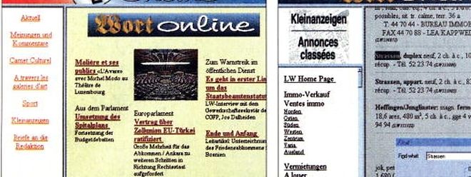 Erste Homepage des Luxemburger Wort am 15. Dezember 1995