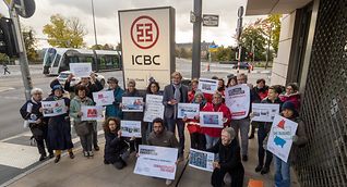 Concerned citizens pushed for Luxembourg to look closer at the human rights behaviour of the companies it lets into the country protested outside the offices of Chinese bank ICBC in the nation's capital earlier this year