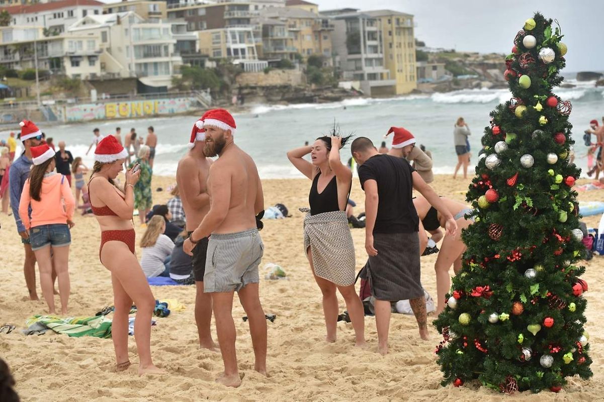 Heiße Weihnachten am Bondi Beach in Australien. 