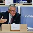 European Commissioner-designate in charge of Jobs, Nicolas Schmit from Luxembourg gestures as he attends his confirmation hearing before the European Parliament in Brussels, on October 1, 2019. (Photo by Aris Oikonomou / AFP)