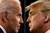 (FILES) This combination of pictures created on October 22, 2020 shows then-US President Donald Trump (R) and then-Democratic Presidential candidate Joe Biden during the final presidential debate at Belmont University in Nashville, Tennessee. - For a man who's not formally said he's seeking reelection, President Joe Biden is doing an excellent impression this week of a man seeking reelection. Donald Trump is already at it: the default Republican frontrunner declared in typically bombastic fashion this weekend that 2024 was the "one shot to save our country." (Photo by JIM BOURG / POOL / AFP)