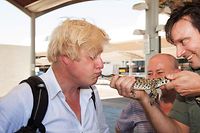 Boris Johnson küsst den kleinen George, das Krokodil.