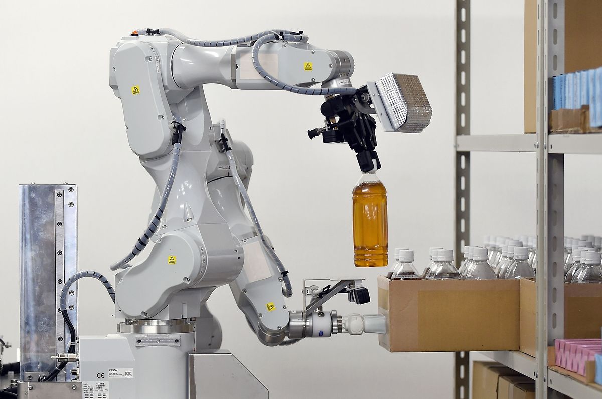 A prototype robot with two arms, developed by Hitachi Photo: AFP
