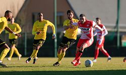 Charles Morren (F91 - 16) - Luigi Vaccaro  (Wiltz - 66) / Fussball BGL Ligue Luxemburg, 15. Spieltag Saison 2020-2021 / 06.03.2021 / F91 Dudelange - FC Wiltz 71 / Stade Jos Nosbaum / Foto: Yann Hellers