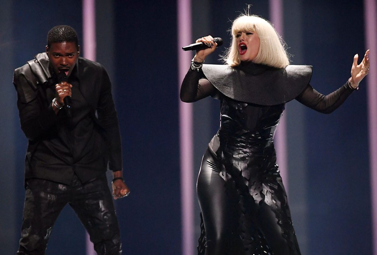 Bulgarian group Equinox' singer Zhana Bergendorff (R) performs the song "Bones" during the first semifinal of the 63rd edition of the Eurovision Song Contest 2018 at the Altice Arena in Lisbon, on May 8, 2018.
The Eurovision Song Contest 2018 will be held in the Portuguese capital Lisbon from May 8 until May 12, 2018. / AFP PHOTO / FRANCISCO LEONG