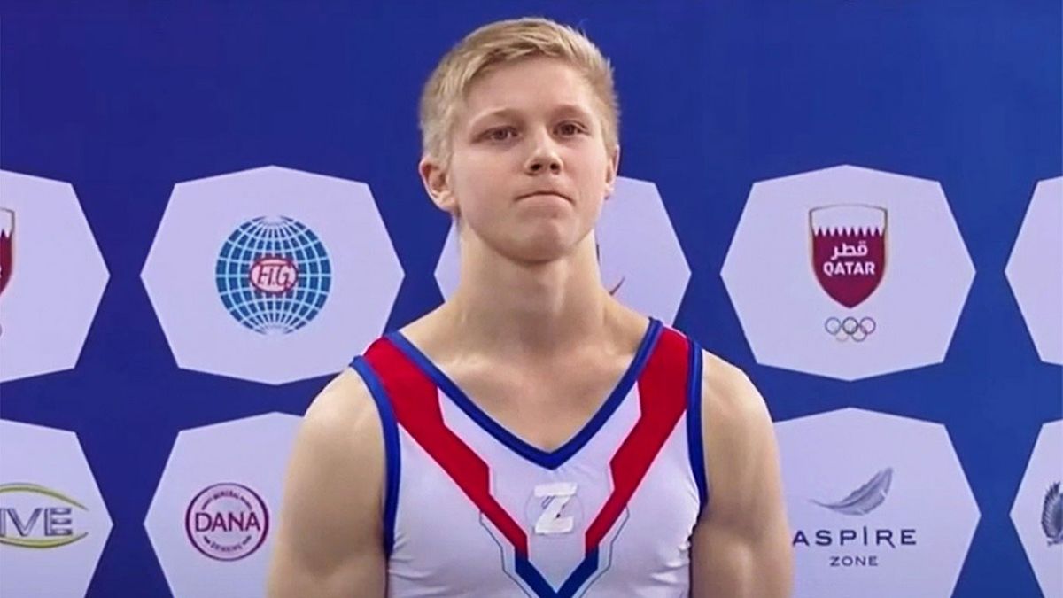 O ginasta russo Ivan Kuliak exibiu a letra "Z" em vez do símbolo da federação do seu país.