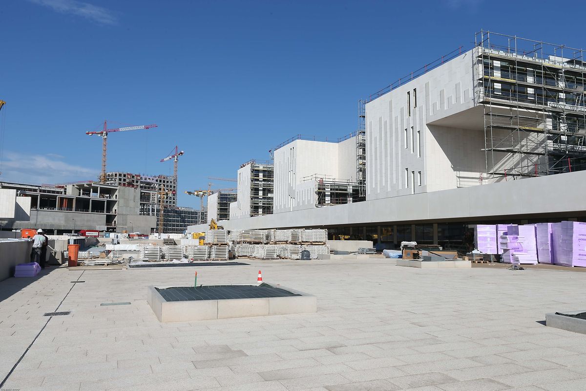 23.8.2017 Luxembourg, Gasperich,  chantier Gasperich ban, Bauarbeiten, lycée français  photo Anouk Antony