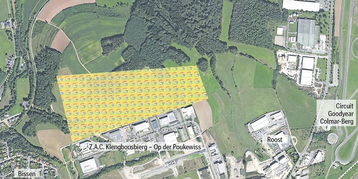 Neben der Industriezone „Klengbousbuierg“ hat Google ein 33,7 Hektar großes Gelände erworben. 