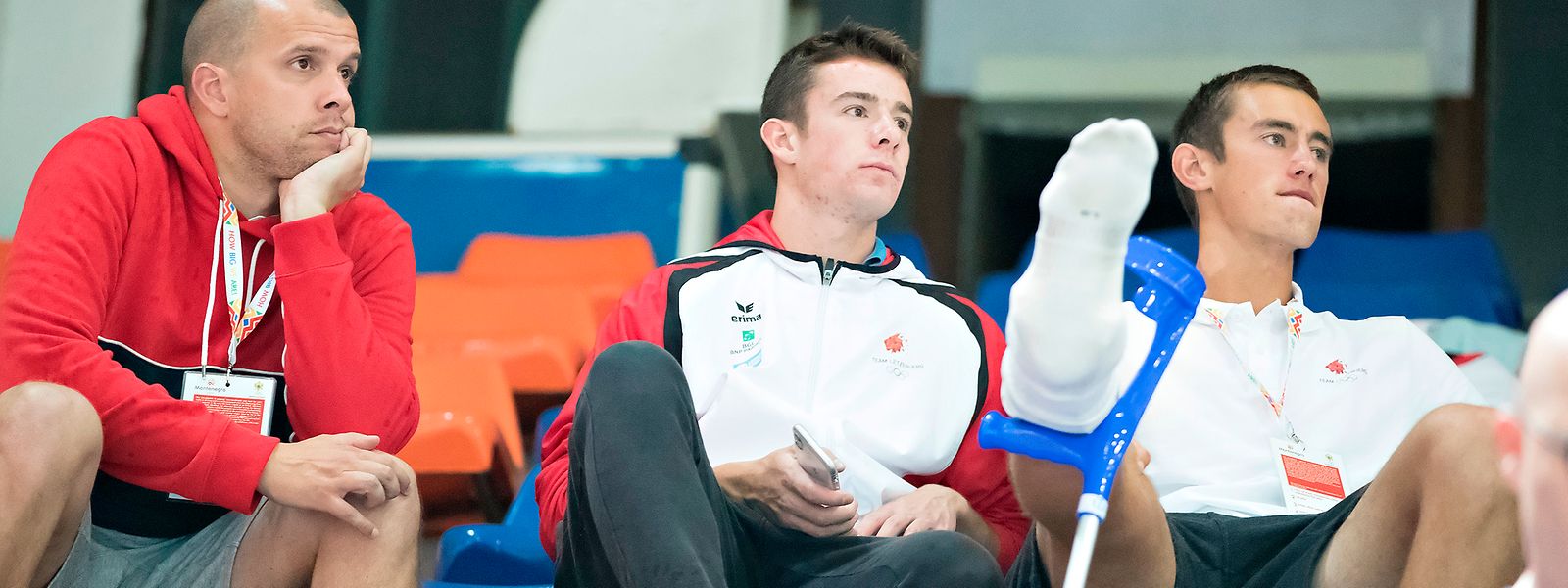 Bedrückte Stimmung: Gilles Muller, Raphael Calzi und Alex Knaff (r.).
