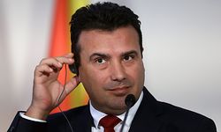 North Macedonia's Prime Minister Zoran Zaev speaks during a joint press conference with Serbian President Aleksandar Vucic (unseen) and Albanian Prime Minister Edi Rama (unseen) after their meeting to discuss easing of customs barriers between their countries in Novi Sad, Serbia, on October 10, 2019. (Photo by OLIVER BUNIC / AFP)
