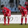 Leandro Barreiro (Luxemburg #16) und Stefano Bensi (Luxemburg #11) sind enttaeuscht, frustriert, Entaeuschung, Frust, Emotionen nach Niederlage/ Fussball EM-Qualifikation 2020, European Qualifiers, Saison 2018-2019 / 25.03.2019 /Luxemburg - Ukraine (Luxembourg vs Ukraine) / Stade Josy Barthel, Luxemburg /Foto: Ben Majerus