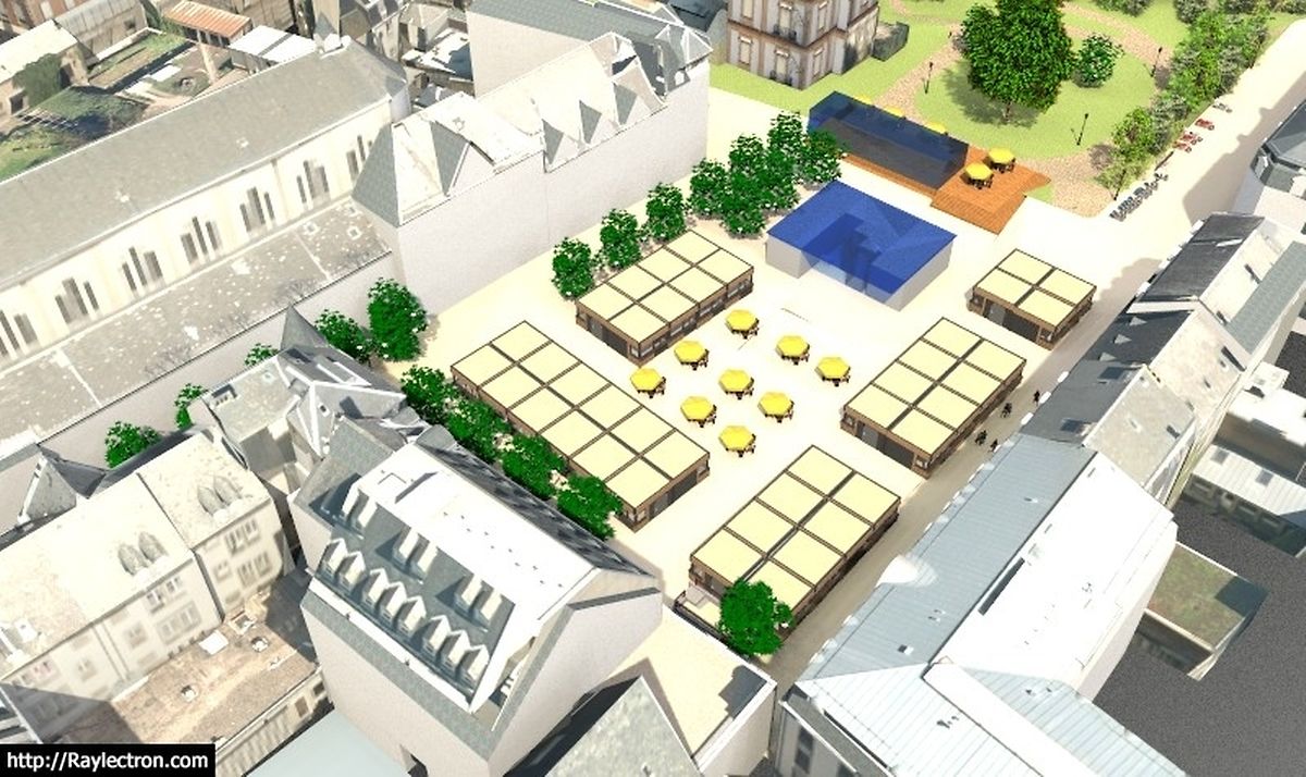 A 3D model of the future plans for the plaza.
