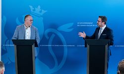 IPO , PK Xavier Bettel et Romain Schneider , Coronagesetz , Covid-19 , Coronakrise , Sars-Cov-2 , Foto:Guy Jallay/Luxemburger Wort