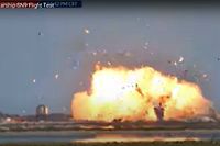 This still image taken from a Space X video shows the Starship SN9 exploding on landing as the company conducts a test flight on February 2, 2021, near Boca Chica, Texas. - The SpaceX prototype rocket crash landed and exploded in flames at the conclusion of a test flight on February 2, 2021, footage broadcast by the company showed. It was the second such explosion after the last prototype met a similar fate in December. (Photo by - / SPACEX / AFP) / RESTRICTED TO EDITORIAL USE - MANDATORY CREDIT "AFP PHOTO / SpaceX" - NO MARKETING - NO ADVERTISING CAMPAIGNS - DISTRIBUTED AS A SERVICE TO CLIENTS