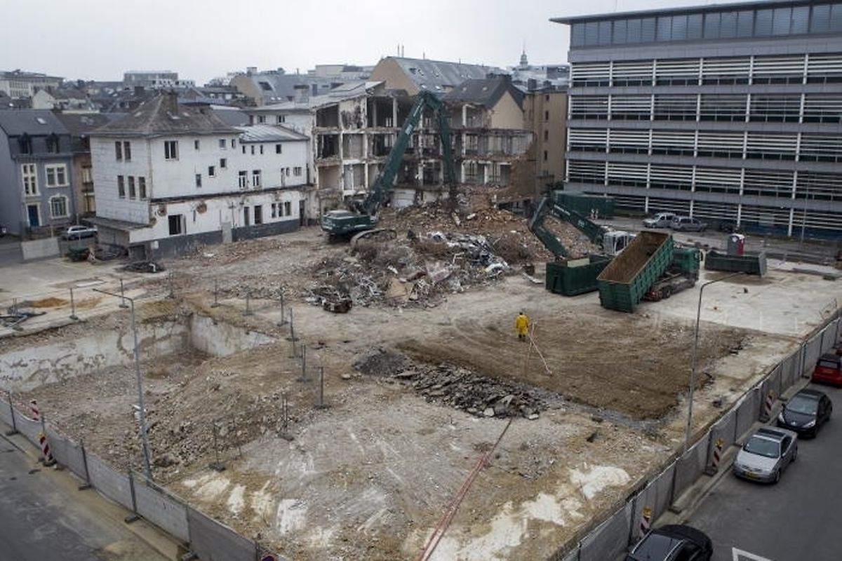 Post building in Luxembourg City flattened