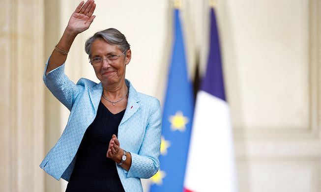 France's newly appointed Prime Minister Elisabeth Borne at a handover ceremony of Hotel Matignon on Monday