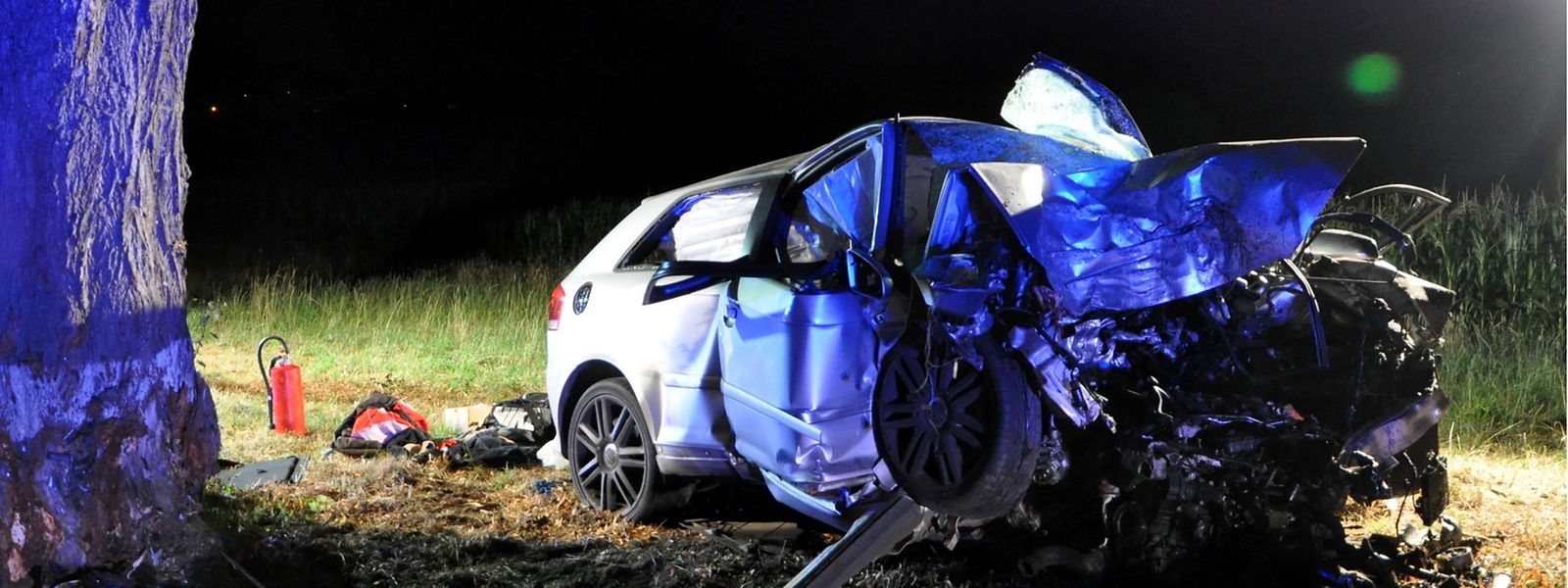 Der junge Fahrer kam mit seinem Wagen von der Straße ab und prallte frontal gegen einen Baum.