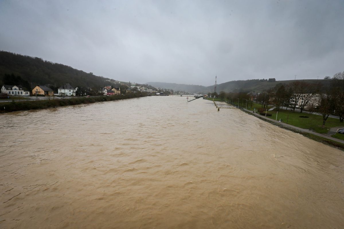 Hochwasser an der Mosel, hier am Mittwoch in Grevenmacher.